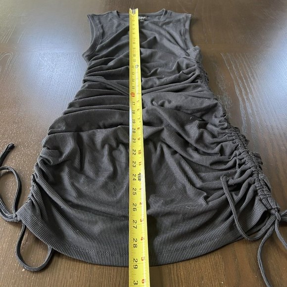 Bar III Sofia Richie Womens Bodycon‎ Dress Size Small Ribbed Ruched Black NWT - Picture 7 of 8